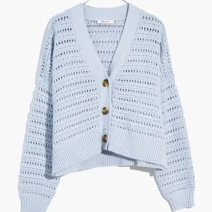 Madewell Tanfield Open Stitch Knit Cardigan Blue‎ Sz S NF400 Granny